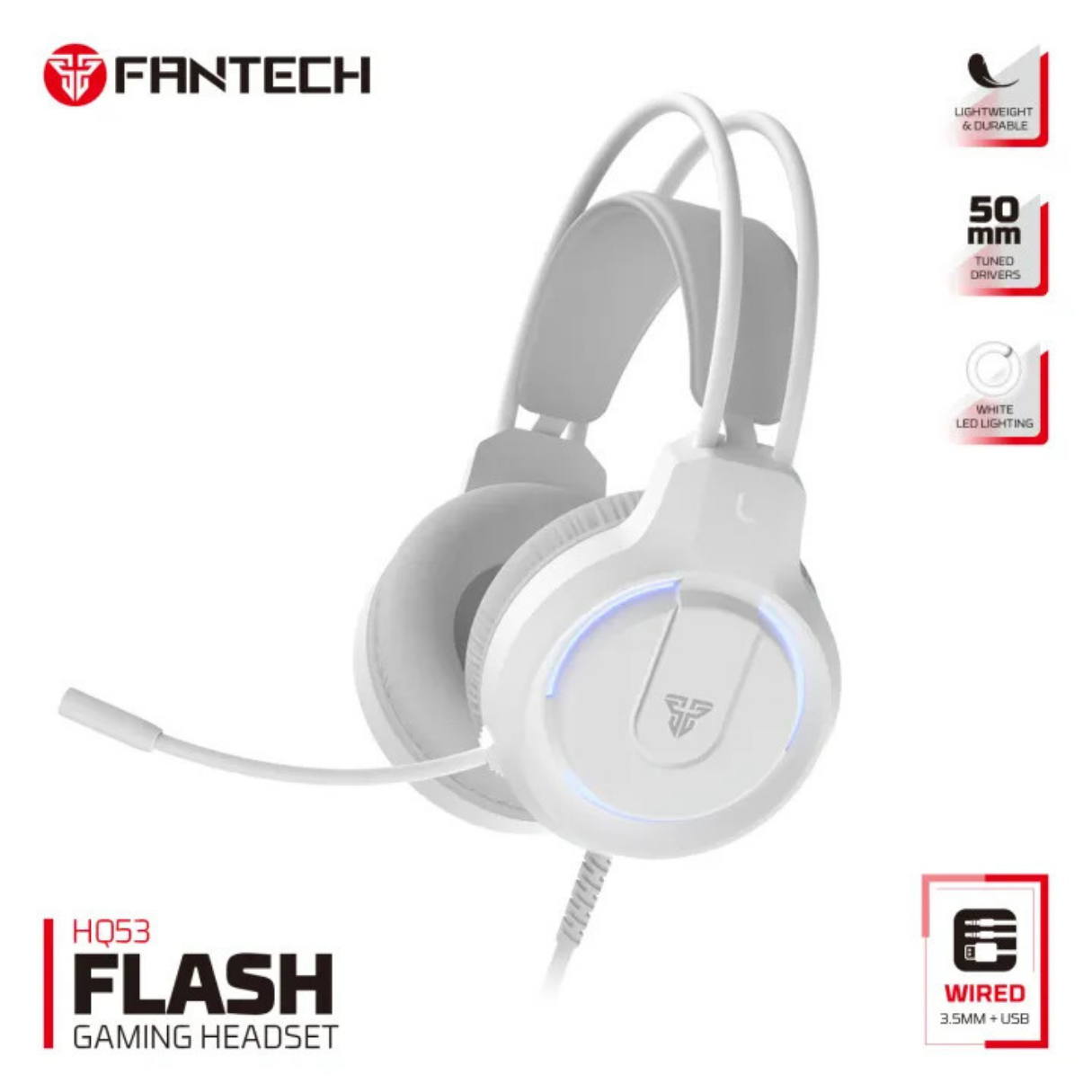 png (1) Fantech FLASH HQ53 Lightweight Gaming Headset- (White) - Image 1