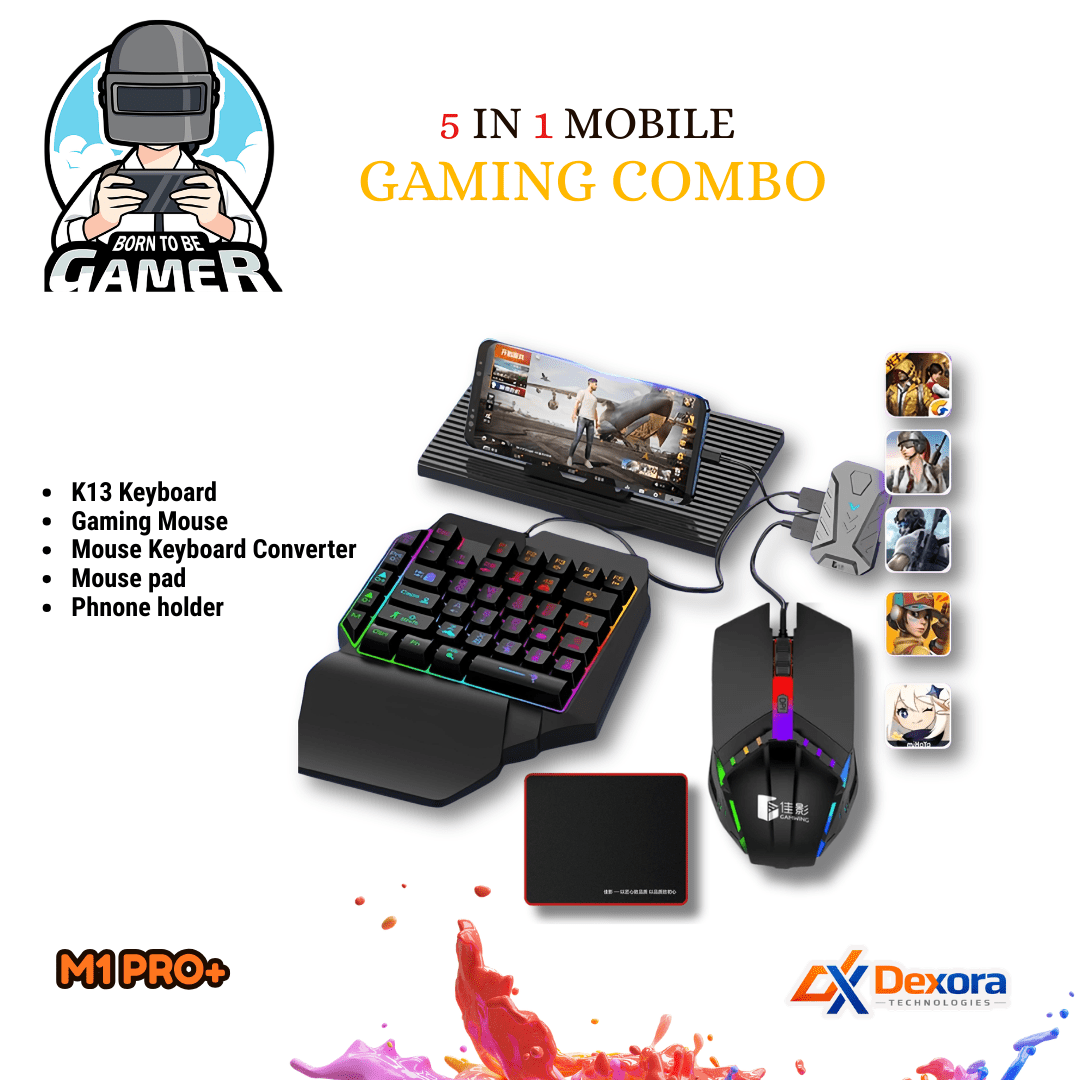 keyboard, mouse, converter, mouse pad, phnone holder M1 Pro+ Mobile Gaming Keyboard Mouse Combo with Bluetooth Converter - Image 1