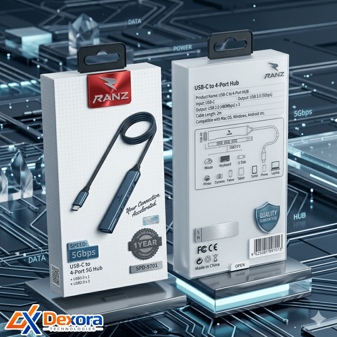 9701 RANZ USB-C to 4-Port Hub (SPD-9701) | Dexora - Image 1