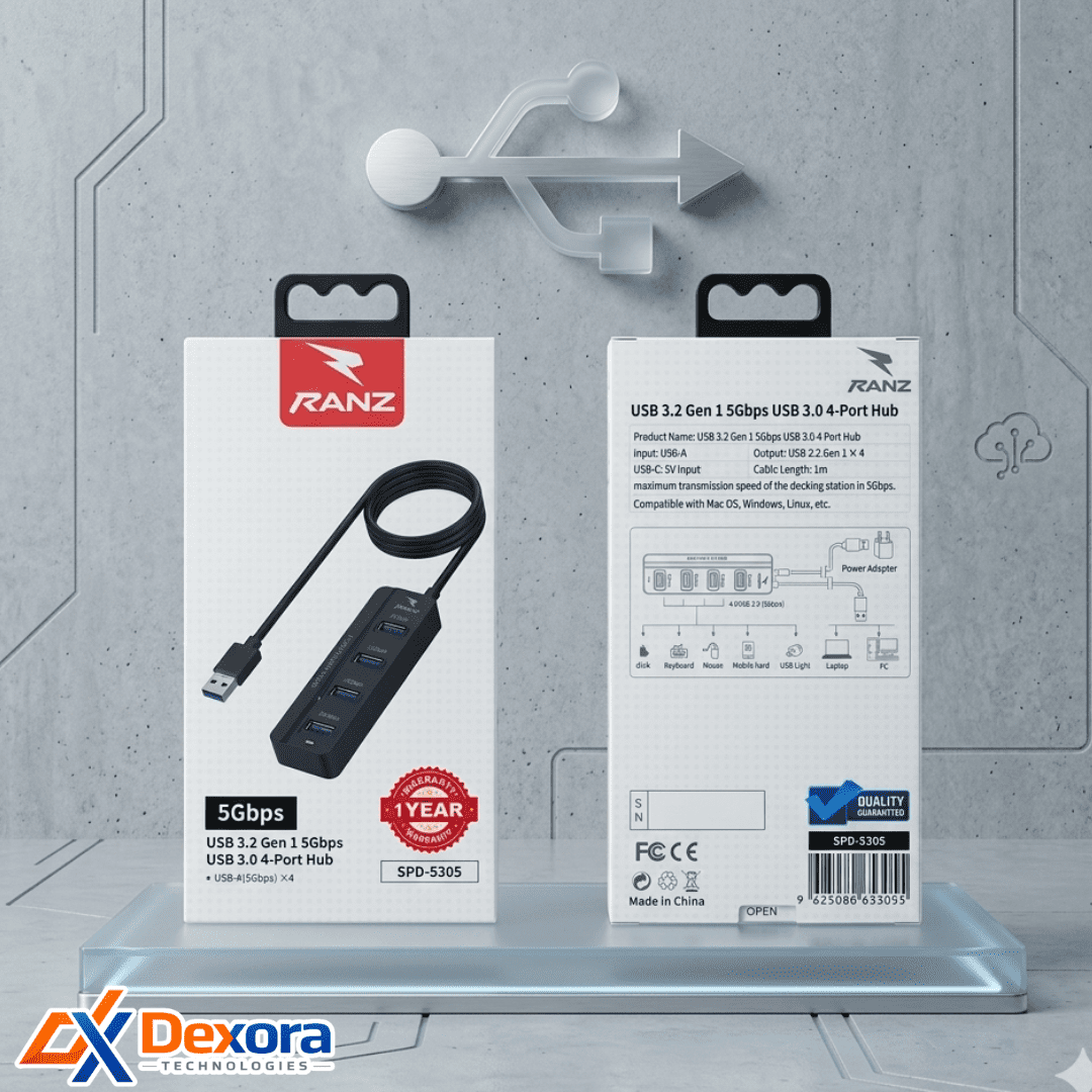 Untitled design (19) RANZ High-Power USB 3.0 4-Port Hub (SPD-5305) | Dexora - Image 1